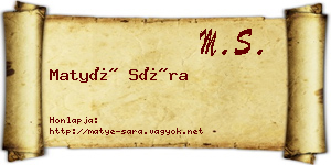 Matyé Sára névjegykártya